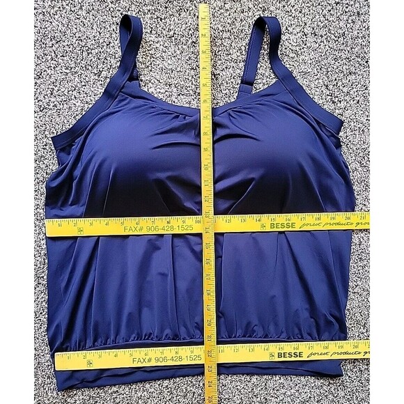 Lands' End Swim Top Navy 16 DD Reg Tankini LG Tummy Hiding Blouson Modest S606 - Picture 6 of 7
